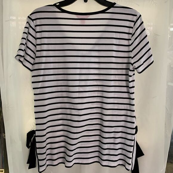 Joe fresh blouse/t-shirt white black stripes med - Picture 6 of 7